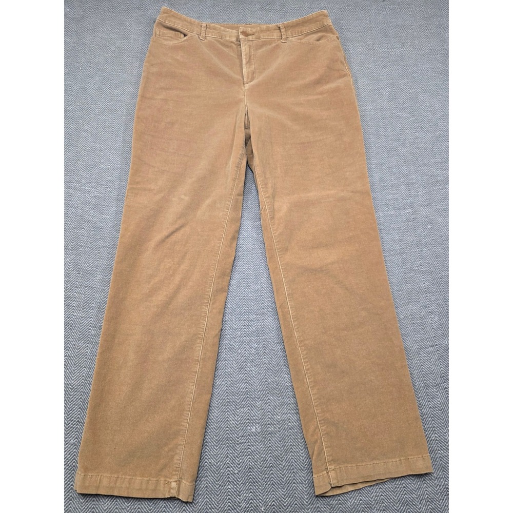 Croft & Barrow Womens Tan Brown Corduroy Straight Leg Stretch Pants Size 16 AVG